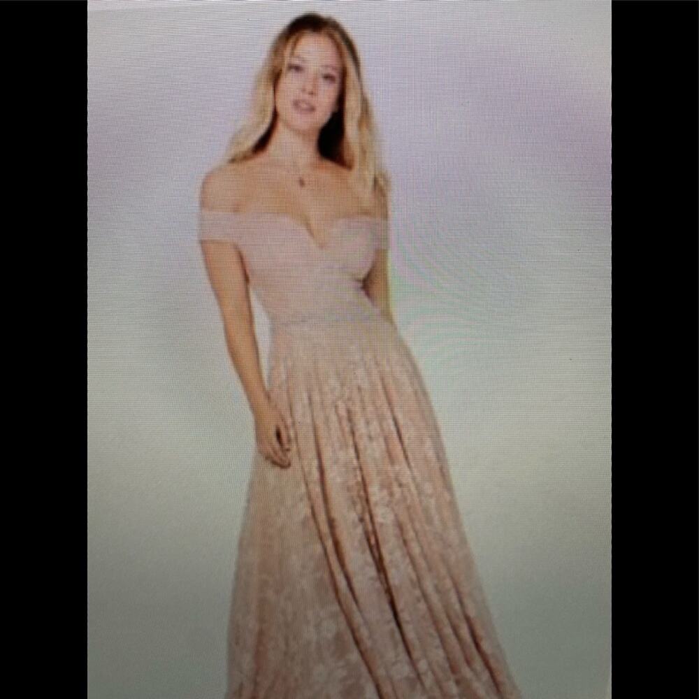 NWT say yes to the prom off the shoulder sequin lace gown blush rose 1